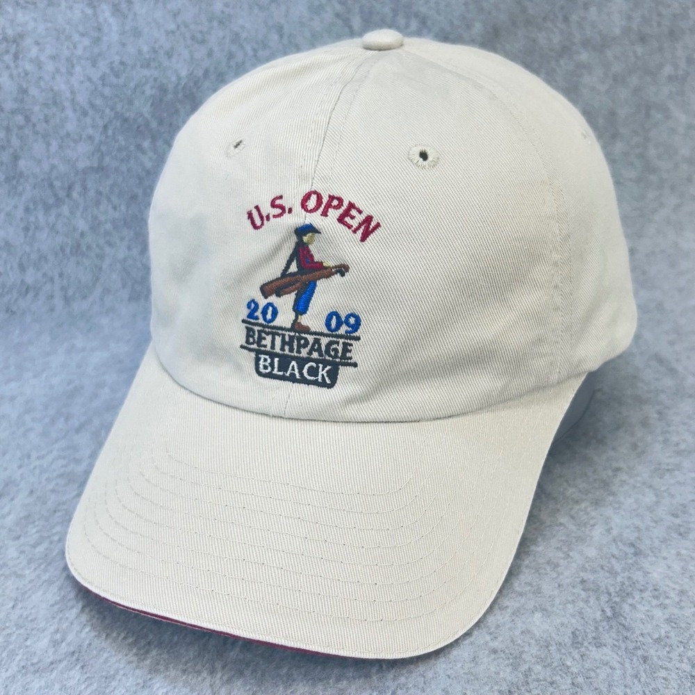 2009 U.S. Open Bethpage Black Mens Tan USGA Hat Baseball Cap Adjustable OSFA